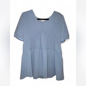 Michael Kors Blue V-Neck Top